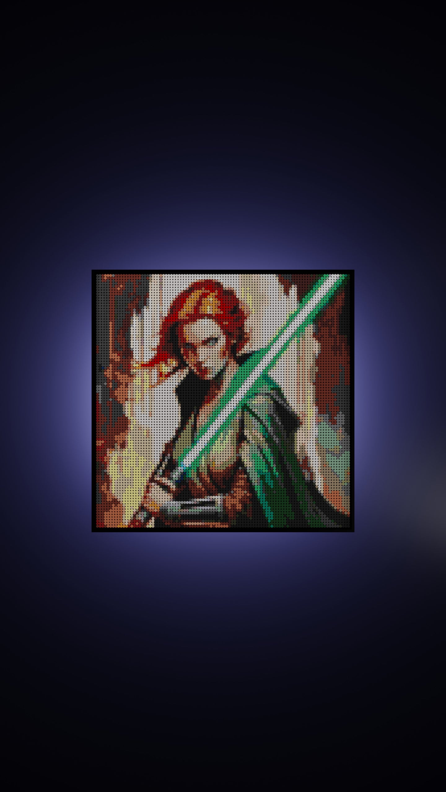Star of the Warborn LEGO® Style mosaic wall art made from colorful plastic bricks